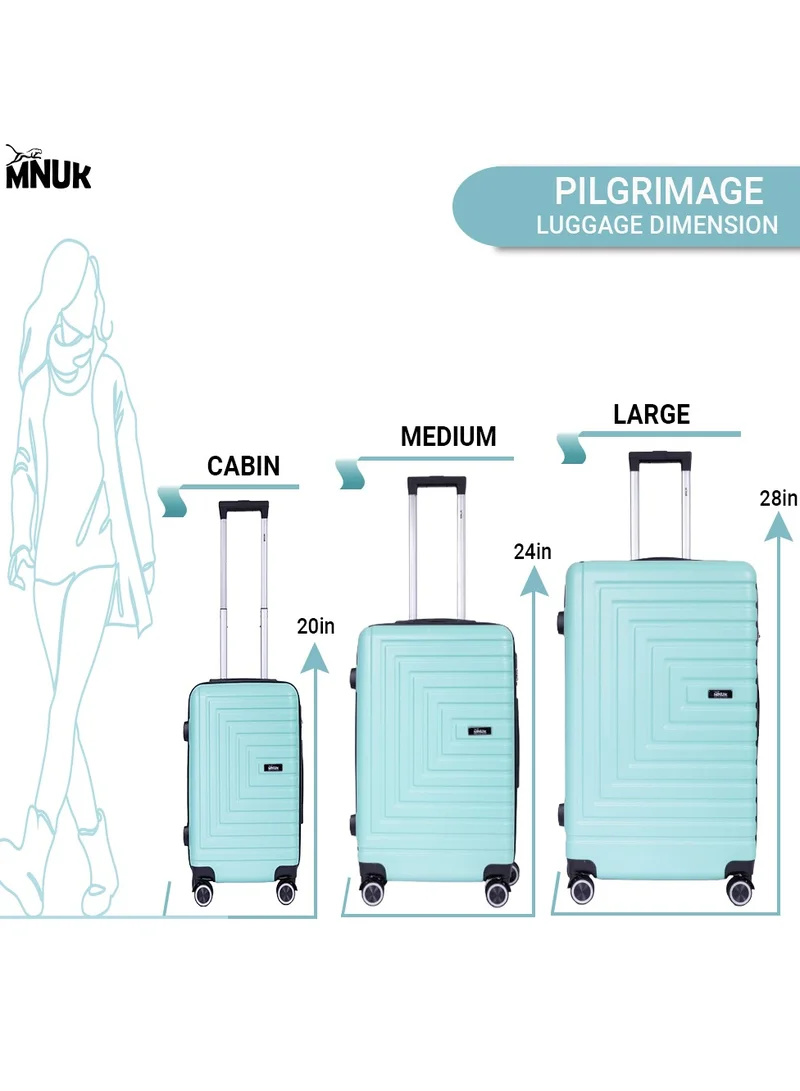 MNUK Pilgrimage Checked Traveling Luggage | Hardside Soft Handle Trolley with TSA Lock |Double 360° 4 Wheeler| Trolley Luggage Bag 28 Inch , Mint