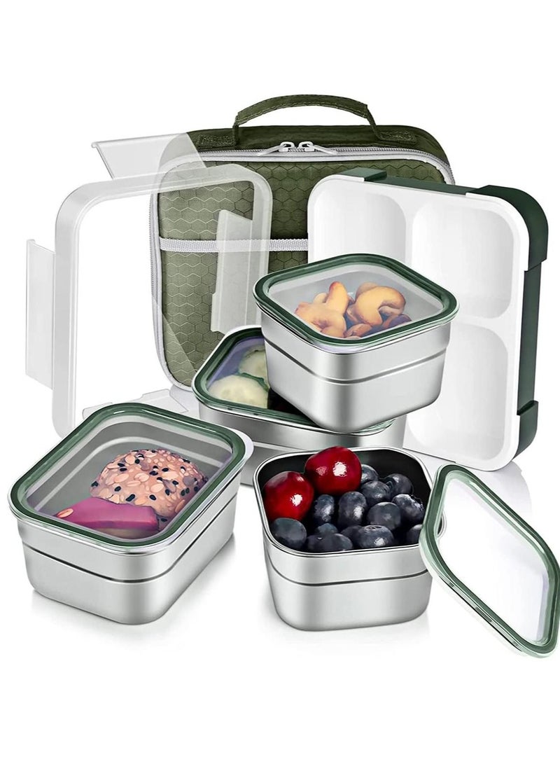 Yooyee Stainless steel lunch box for adults and kids-insulated bento box for school and office multifunctional-containers lunch box with 4 compartments(green 1060ml - Image 1