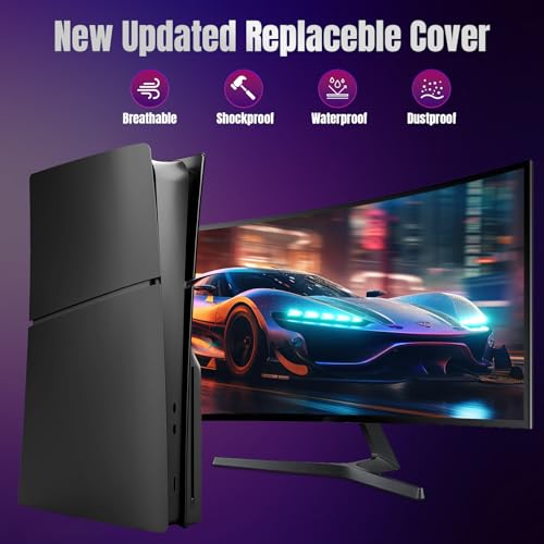PEYANZ Faceplate Cover Compatible with PlayStation 5 Slim (Disc Edition) - Protective ABS Shell, Scratch-Resistant Matte Surface, Includes 2 Silicone Covers - Image 3