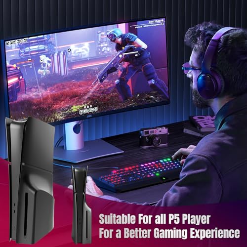 PEYANZ Faceplate Cover Compatible with PlayStation 5 Slim (Disc Edition) - Protective ABS Shell, Scratch-Resistant Matte Surface, Includes 2 Silicone Covers - Image 4