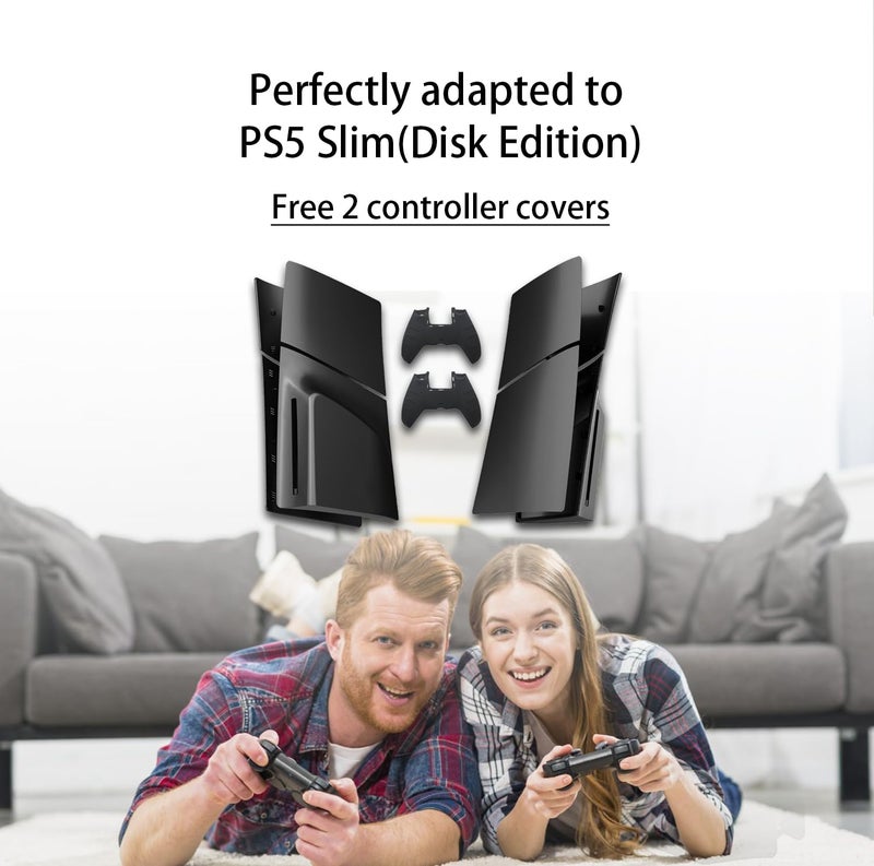 PEYANZ Faceplate Cover Compatible with PlayStation 5 Slim (Disc Edition) - Protective ABS Shell, Scratch-Resistant Matte Surface, Includes 2 Silicone Covers - Image 2