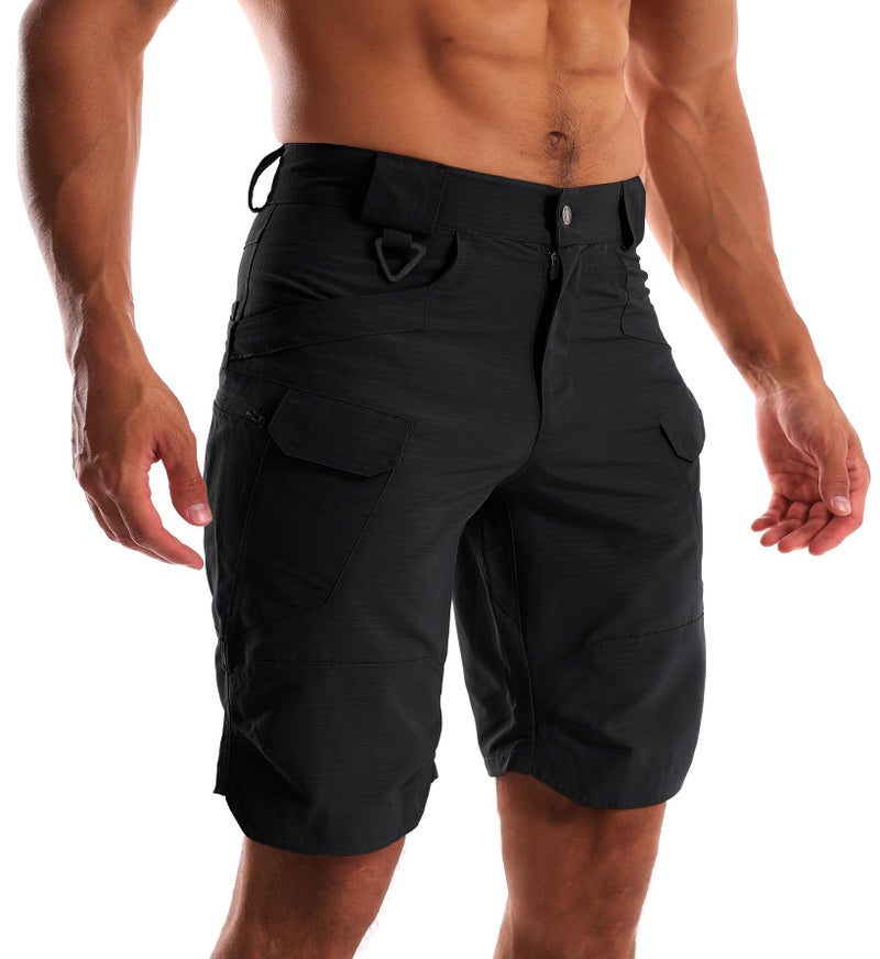 AUTIWITUA Men's Waterproof Tactical Shorts Outdoor Lightweight Quick Dry Breathable Hiking Fishing Cargo Shorts Black - Image 2