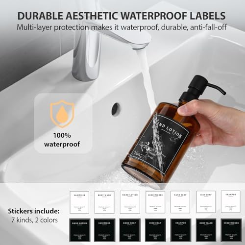 eggs sound Amber Glass Soap Dispenser, Bathroom Hand Soap Dispensers with Stainless Pump, 17 Oz Kitchen Hand and Dish Soap Dispenser Set, Modern Liquid Soap Lotion Dispenser (Amber Bottle/Black Pump) - Image 4