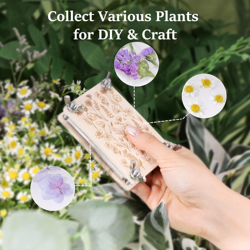 Aboofx Mini Flower Press Kit for Small Flowers Drying, Beginners-Travel Outdoor, Presses Plant, Leaves, Herbs, Micro Flowers, 2.5 x 4 Inch Pocket Pressed Flower Kit for Classroom, Arts Craft Lovers - Image 3