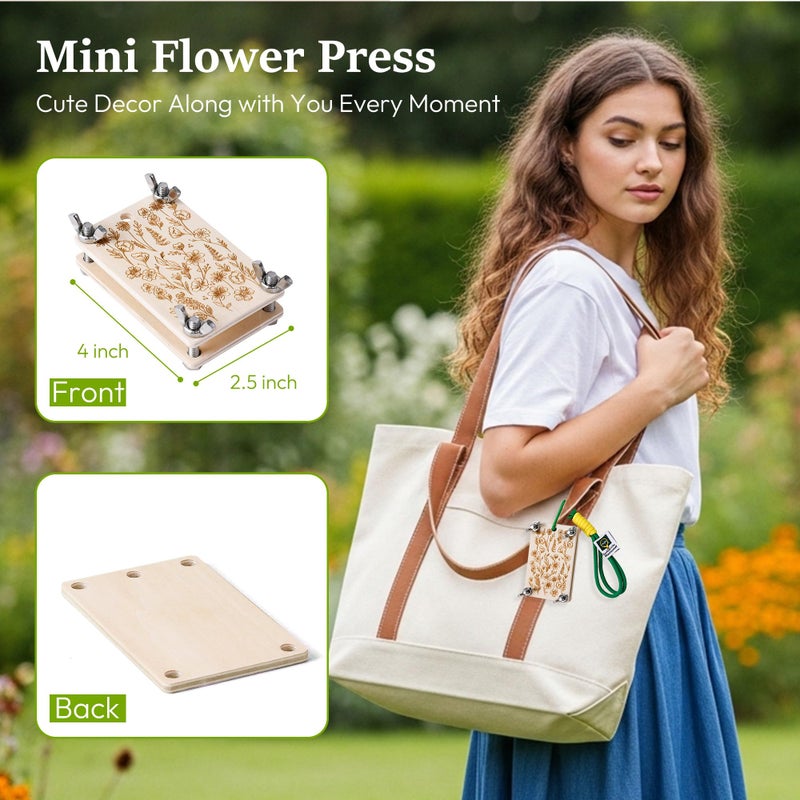 Aboofx Mini Flower Press Kit for Small Flowers Drying, Beginners-Travel Outdoor, Presses Plant, Leaves, Herbs, Micro Flowers, 2.5 x 4 Inch Pocket Pressed Flower Kit for Classroom, Arts Craft Lovers - Image 4