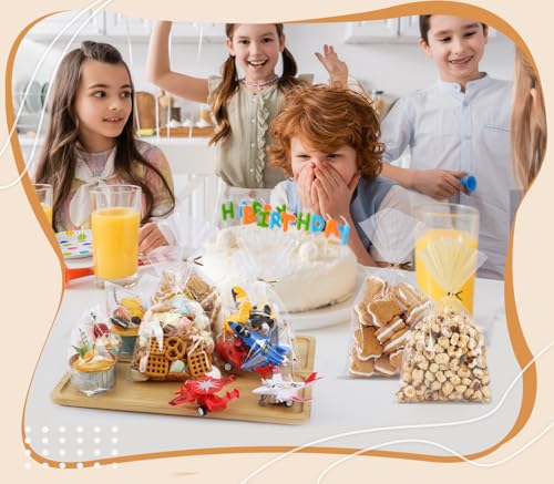 SUREHOME Cellophane Bags, 100 Pack Clear Gift Bag Cellophane Treat Bags with Ties 6x10 Inch Plastic Small Cello Candy Bag for Party Favors Easter Goodie Graduation Cookies Bakery Popcorn Wraps - Image 4