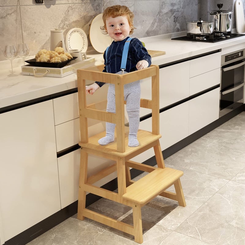 Popin Lover Popin Lover Kitchen Step Stool for Kids and Toddlers with Safety Rail Kids Step Stool Standing Tower Learning Stool for Bathroom Kitchen