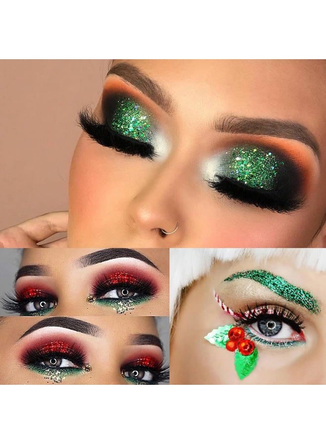 Mysense Red Body Glitter, Face Glitter Gel, Mermaid Sequins Chunky Glitter Liquid Eyeshadow Face Eye Hair Nail Decorations, Halloween Christmas Glitter Red Face Paint Festival Makeup for Women, 30g - Image 4