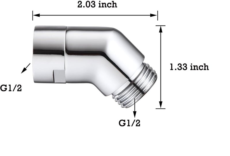walkinginrain 135 degrees Shower Head Elbow Adapter, Shower Arm Elbow Adapter for Wall mounted Shower or Hand Shower, Chrome - Image 2
