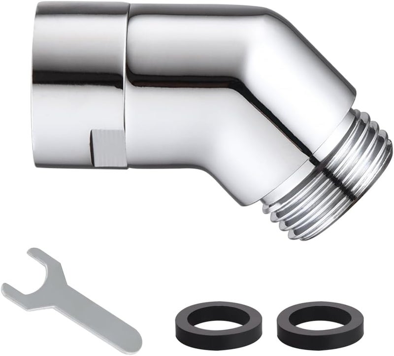 walkinginrain 135 degrees Shower Head Elbow Adapter, Shower Arm Elbow Adapter for Wall mounted Shower or Hand Shower, Chrome - Image 1