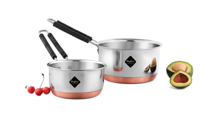 Meqstore Stainless Steel Copper Bottom Flat Base Stove Bottom Sauce Pan, Milk Pan, Tea & Coffee Pot Tapeli Patila Cookware Container with Handle 1700 ml - Image 3