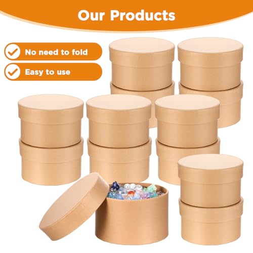 Limbeuuu 12 Pcs Round Paper Mache Box, Small Gift Box with Lid 3.35 Inch Nesting DIY Cardboard Craft Empty Boxes for Adults Decoupaging Painting Crafting Storing Jewelry Treasure - Image 3