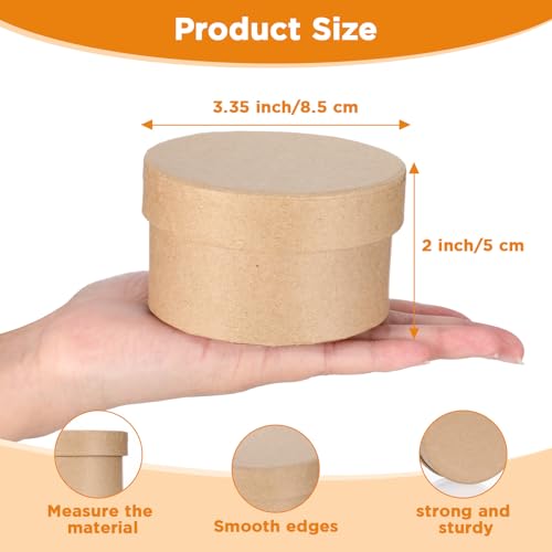 Limbeuuu 12 Pcs Round Paper Mache Box, Small Gift Box with Lid 3.35 Inch Nesting DIY Cardboard Craft Empty Boxes for Adults Decoupaging Painting Crafting Storing Jewelry Treasure - Image 2