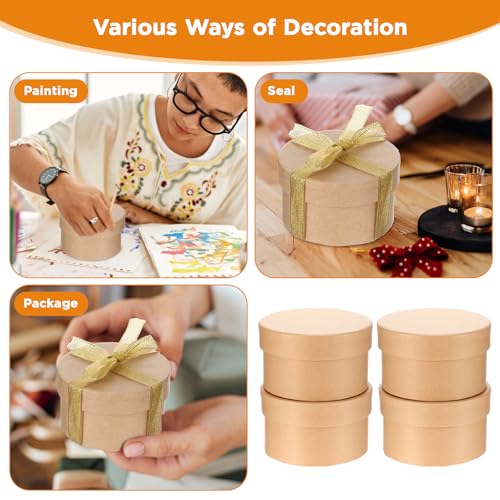 Limbeuuu 12 Pcs Round Paper Mache Box, Small Gift Box with Lid 3.35 Inch Nesting DIY Cardboard Craft Empty Boxes for Adults Decoupaging Painting Crafting Storing Jewelry Treasure - Image 4