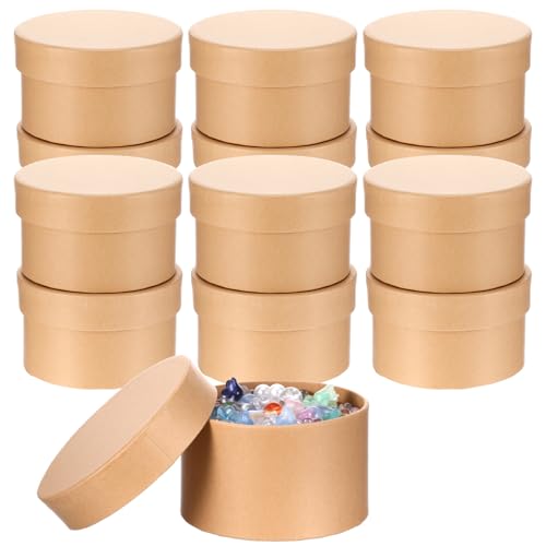 Limbeuuu 12 Pcs Round Paper Mache Box, Small Gift Box with Lid 3.35 Inch Nesting DIY Cardboard Craft Empty Boxes for Adults Decoupaging Painting Crafting Storing Jewelry Treasure - Image 1