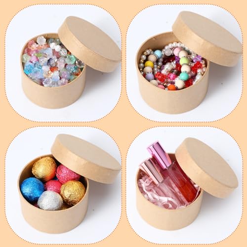 Limbeuuu 12 Pcs Round Paper Mache Box, Small Gift Box with Lid 3.35 Inch Nesting DIY Cardboard Craft Empty Boxes for Adults Decoupaging Painting Crafting Storing Jewelry Treasure - Image 5