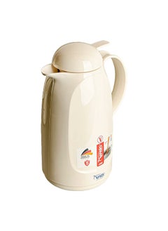 Valk Double Wall Glass Anti-Leakage Wide Mouth Vacuum Flask with Push Cover Cream 1 L 04-503  - Image 1