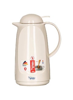 Valk Double Wall Glass Anti-Leakage Wide Mouth Vacuum Flask with Push Cover Cream 1 L 04-503  - Image 2