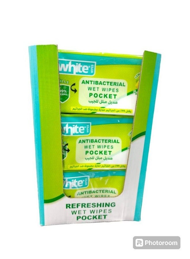 White ANTIBACTERIAL MINI WET WIPES 24 POCKET  - Image 2