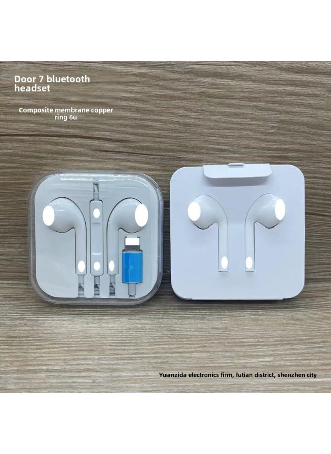 Generic - Suitable For Apple 7/12 In-ear Wired Headset IPhone13/14 Bluetooth Wire-controlled Call Headset Flat Head-Color:Composite Film With Cardboard - Image 1