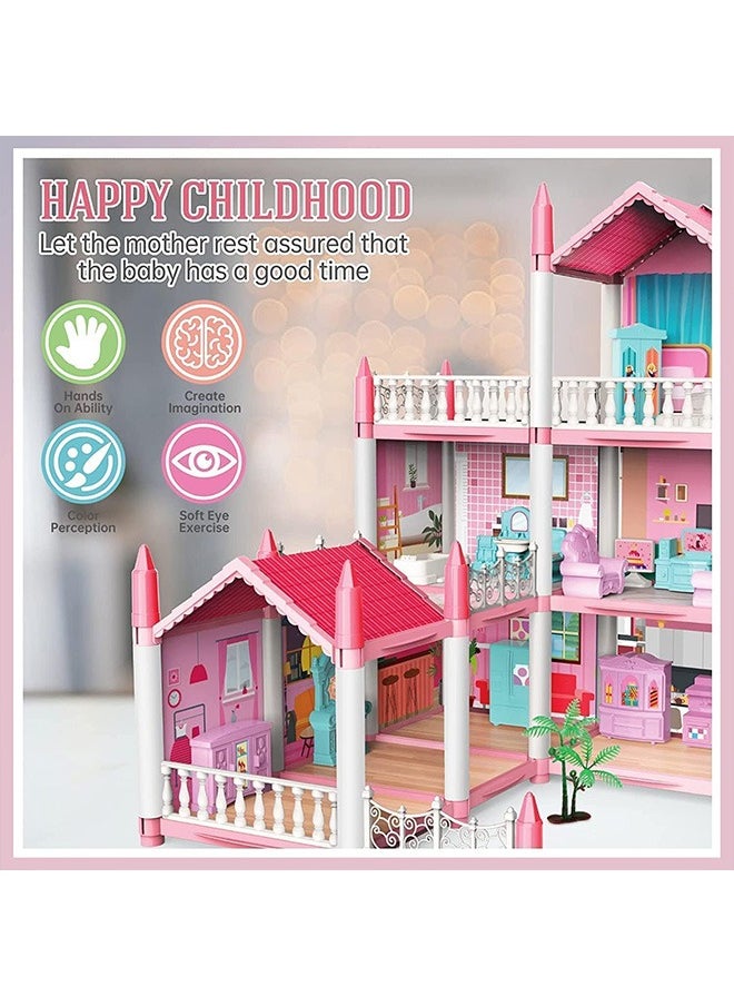 Doll House,Dream House for Girls-3 Story 9 Rooms Dollhouse,Toddler Playhouse DIY Building Kids Gift for for 3-10 Year Old Girls