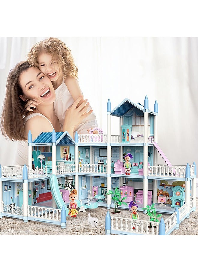 Doll House,Dream House for Girls-3 Story 9 Rooms Dollhouse,Toddler Playhouse DIY Building Kids Gift for for 3-10 Year Old Girls