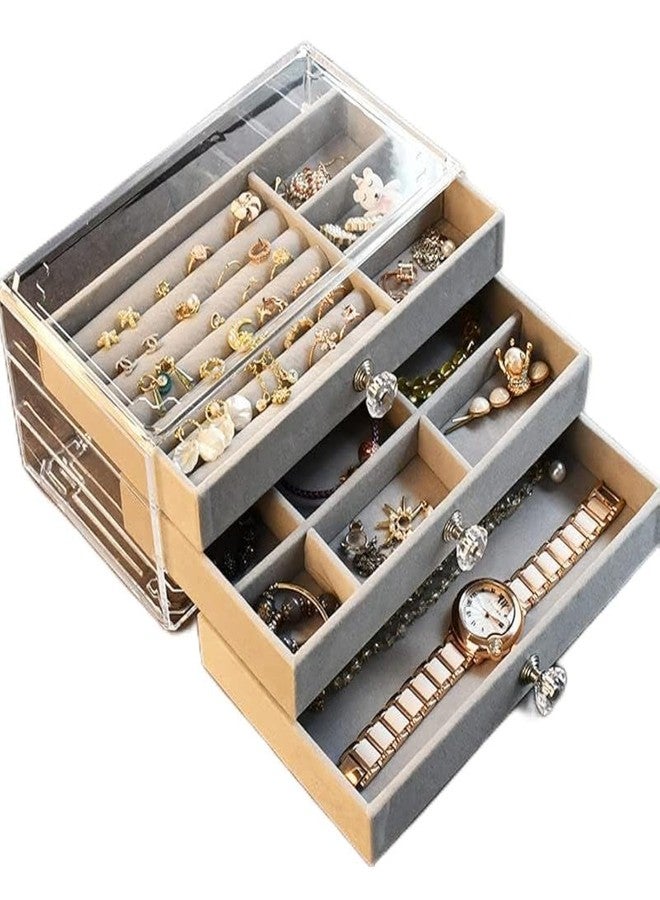 Bayleef Jewelry Storage Box Three-layer Drawer Acrylic Anti-oxidation Dressing Table Desktop High-end Exquisite Earrings Storage Aesthetic View - Image 5