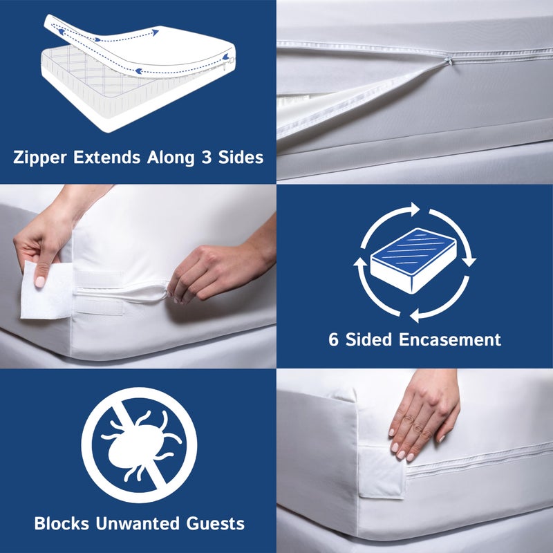 Four Seasons Essentials Super Deep Pocket Mattress Encasement - Queen - Zippered Bedbug Waterproof Protector for Very Deep Mattresses 20-24 inch Depth - Image 5