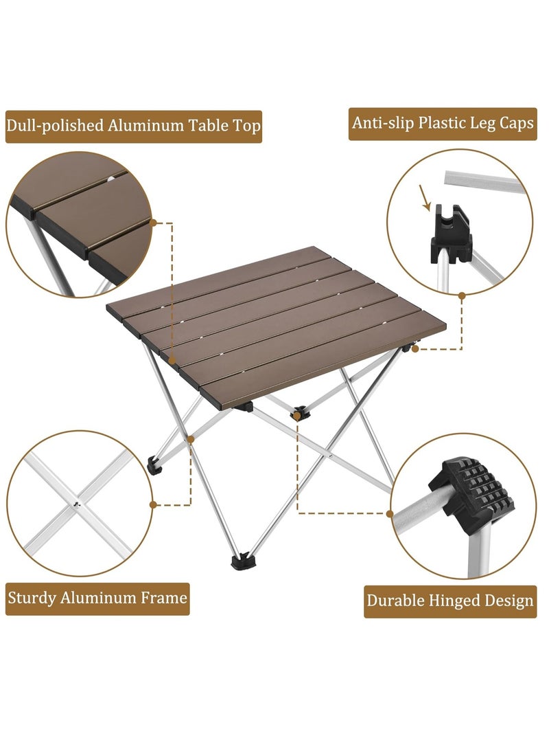 Generic Small Folding Camping Table with Aluminum Table Top, Beach Table for Sand with Carrying Bag,Prefect for Outdoor, Picnic, BBQ, Cooking, Festival (Brown) - Image 3