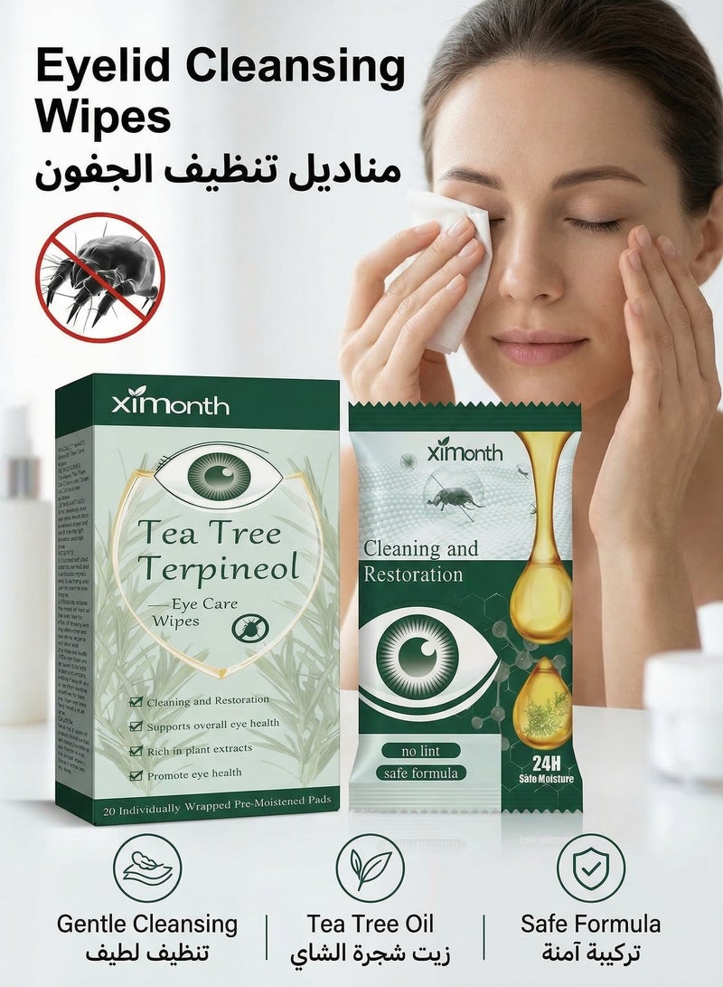 ximonth Eyelid Cleansing Wipes for Itchy and Dry Eyes , Individually Wrapped,Gentle Cleansing , Safe for Sensitive Eyes - Image 1