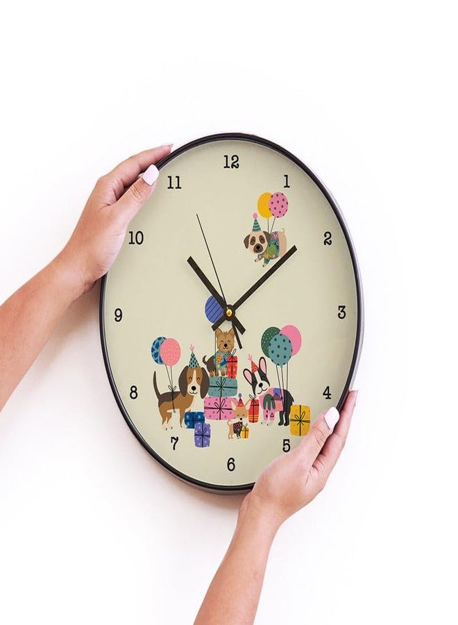 Zooboo Printed Wall Clock for Kids, Decorative, Child Themed Wall Clock for Office, Home, Bedroom, or Gifting Purpose Theme - Paw Party Black - Image 3