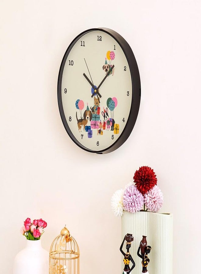 Zooboo Printed Wall Clock for Kids, Decorative, Child Themed Wall Clock for Office, Home, Bedroom, or Gifting Purpose Theme - Paw Party Black - Image 2