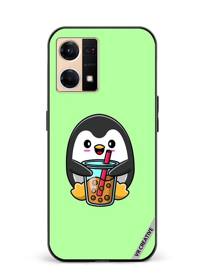 VR CREATIVE Protective Case Cover For Oppo Reno7 Penguin Cola Design Multicolour  - Image 1