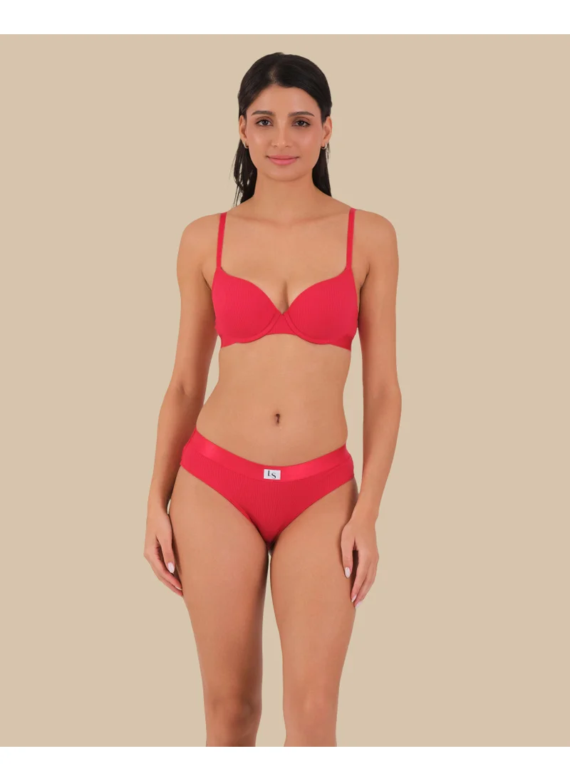 لا سينزا La Senza Red Waffle Demi Bra