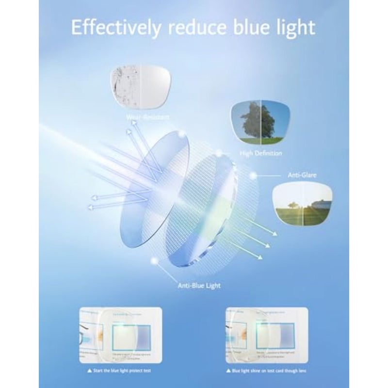 Computer gaming blue light blocking glasses, lightweight acetate frame, blue tinted lenses, anti-fatigue and glare reduction - Image 4