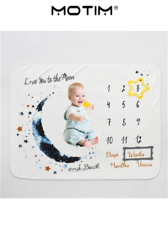 موتيم الطفل الشهري معلما بطانية الطفل صورة بطانية دعامة للأيام والأسابيع والأشهر السنة مثالية لمخطط نمو السنة الأولى للطفل - Image 2