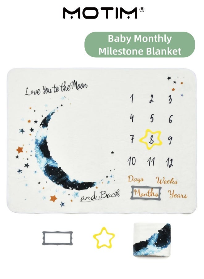 موتيم الطفل الشهري معلما بطانية الطفل صورة بطانية دعامة للأيام والأسابيع والأشهر السنة مثالية لمخطط نمو السنة الأولى للطفل - Image 1