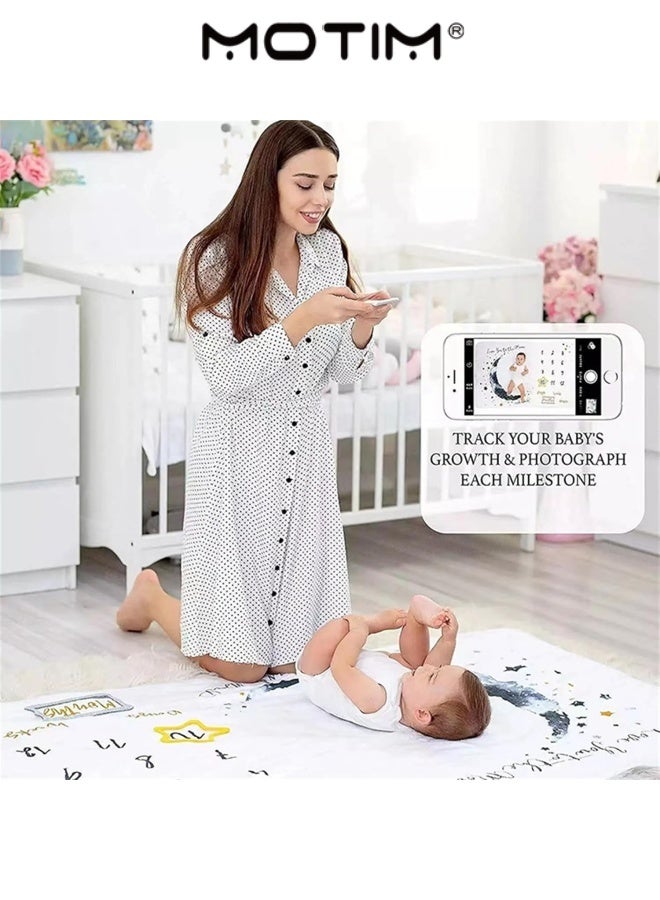 موتيم الطفل الشهري معلما بطانية الطفل صورة بطانية دعامة للأيام والأسابيع والأشهر السنة مثالية لمخطط نمو السنة الأولى للطفل - Image 3