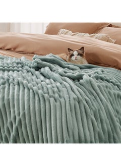 Bedsure Bedsure King Size Blanket for Bed - Super Soft Cozy Blankets for Women, Cute Large Fleece Blanket for Girls, Sage Green, 108x90 Inches  - Image 4