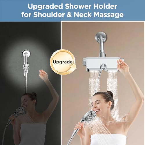 MakeFit Filtered Shower Head with Handheld Combo - Dual 2-in-1 Spa System with Massage Shower and 10 Modes Hand Held Shower High Pressure with Built in Power Wash Mode (Chrome) - Image 3