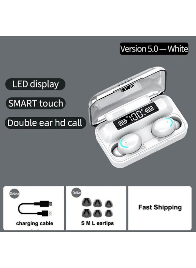 Generic - F9 6 TWS Bluetooth Wireless Led Power Display Earbuds With Touch Control White - Image 1