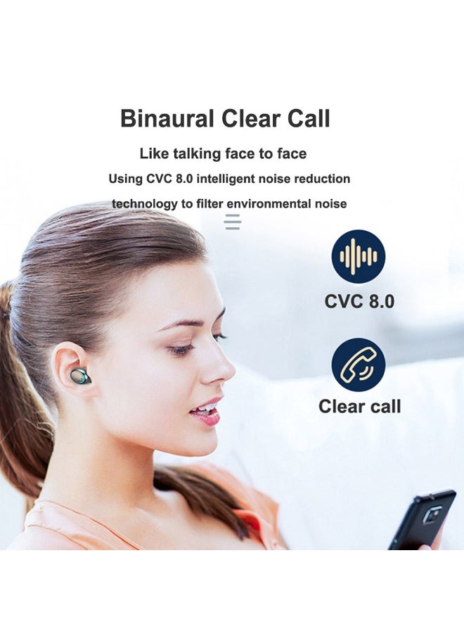 Generic - F9 6 TWS Bluetooth Wireless Led Power Display Earbuds With Touch Control White - Image 1