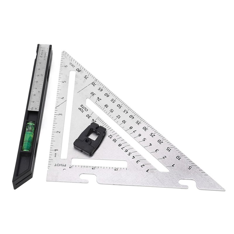 Woodw 7in, Dual Scale Angle Ruler, Carpenter Tool with Bubble, Less Steel and Carbon Steel truction, for nd - Image 3