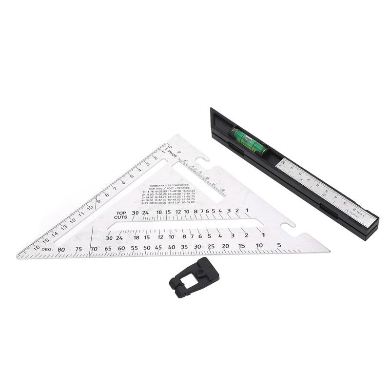 Woodw 7in, Dual Scale Angle Ruler, Carpenter Tool with Bubble, Less Steel and Carbon Steel truction, for nd - Image 2