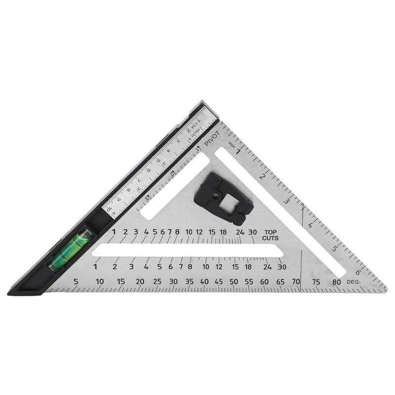 Woodw 7in, Dual Scale Angle Ruler, Carpenter Tool with Bubble, Less Steel and Carbon Steel truction, for nd - Image 1
