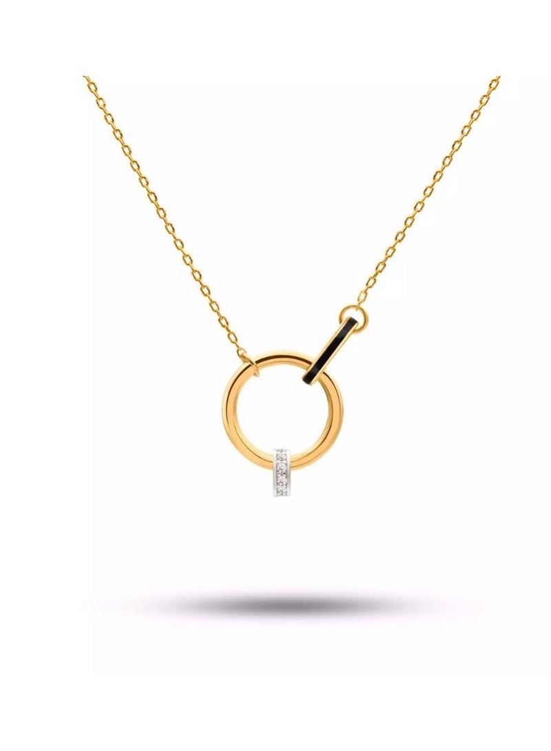 Ruby Art Gold 18K Pure Gold Necklace for women gold necklace with ring and black line  - 3.18  Gram - Image 1