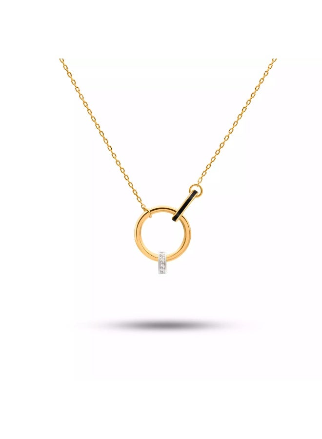 Ruby Art Gold 18K Pure Gold Necklace for women gold necklace with ring and black line  - 3.18  Gram - Image 2