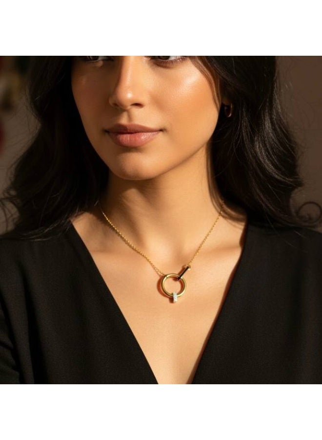 Ruby Art Gold 18K Pure Gold Necklace for women gold necklace with ring and black line  - 3.18  Gram - Image 3