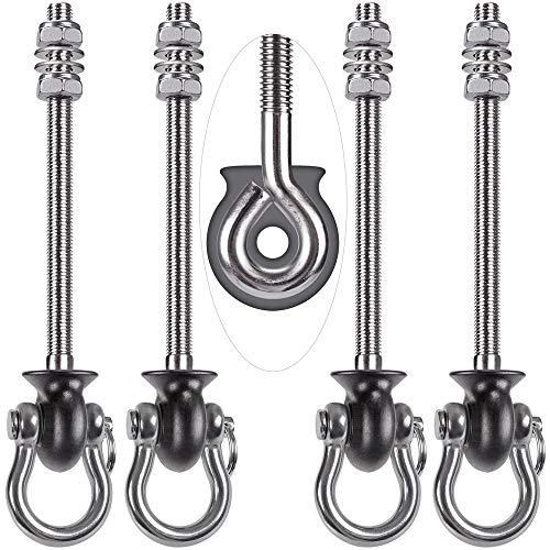 Dolibest Heavy Duty Swing Hangers Stainless Steel 304 Swing Bolts 180 Swing Perfect for Playground Porch Yoga Hammock Chair Punching Bag for Wood and Steel Beams964 4Pack - Image 1