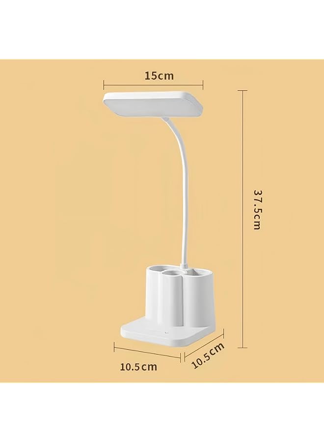 إيروريكس مصباح مكتبي LED للقراءة والكتابة مع منفذ USB للتحكم باللمس للشحن و3 ألوان قابلة للتعديل من الأسفل مع حامل قلم وحامل هاتف محمول ومصباح دراسة للأطفال والمنزل والمكتب - Image 2